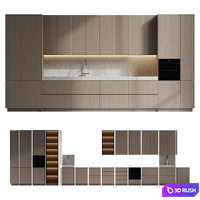 Minimalist modular kitchen with integrated handles 3D Model Corona