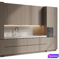 Minimalist modular kitchen with integrated handles 3D Model Corona