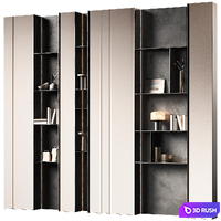 Shelves. A set of built-in black and white wall-mounted furniture with backlighting. 3D Model Vray, Corona