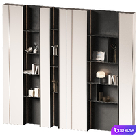 Shelves. A set of built-in black and white wall-mounted furniture with backlighting. 3D Model Vray, Corona