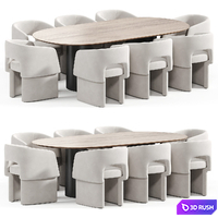 Morrell Dining Chair and Vida conference table 3D Model Corona