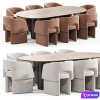 Morrell Dining Chair and Vida conference table 3D Model Corona