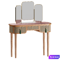 Kinship Rattan Terracotta Dressing Table 3D Model Vray, Corona