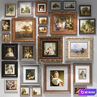 Large set of paintings in classical style 3D Model Vray, Corona