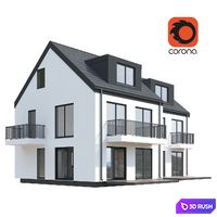 Modern Semi-Detached House 3D Model Corona