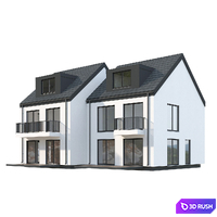Modern Semi-Detached House 3D Model Corona