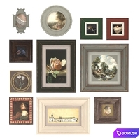 A set of vintage paintings 3D Model Corona