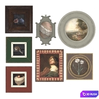 A set of vintage paintings 3D Model Corona