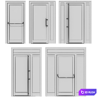 Metal swinging fire doors 3D Model Vray, Corona