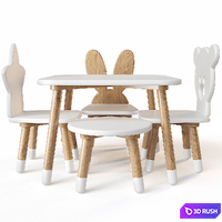 Children's table and chairs 3D Model Vray, Corona