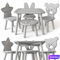 Children's table and chairs 3D Model Vray, Corona