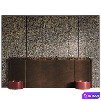 Fabric headboard with gathering 3D Model Corona