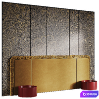 Fabric headboard with gathering 3D Model Corona