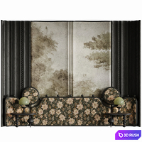 Wall panel with headboard 3D Model Vray, Corona