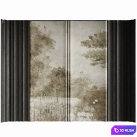 Wall panel with headboard 3D Model Vray, Corona