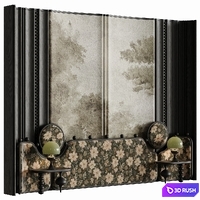 Wall panel with headboard 3D Model Vray, Corona