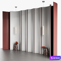 Bedroom headboard 3D Model Vray, Corona