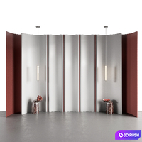 Bedroom headboard 3D Model Vray, Corona